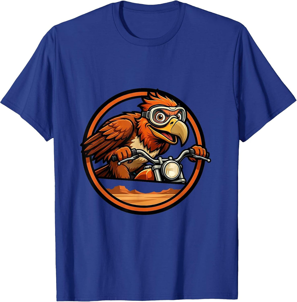Desert Highway Motorcycle Speed Graphic T-Shirt - Royal Blue