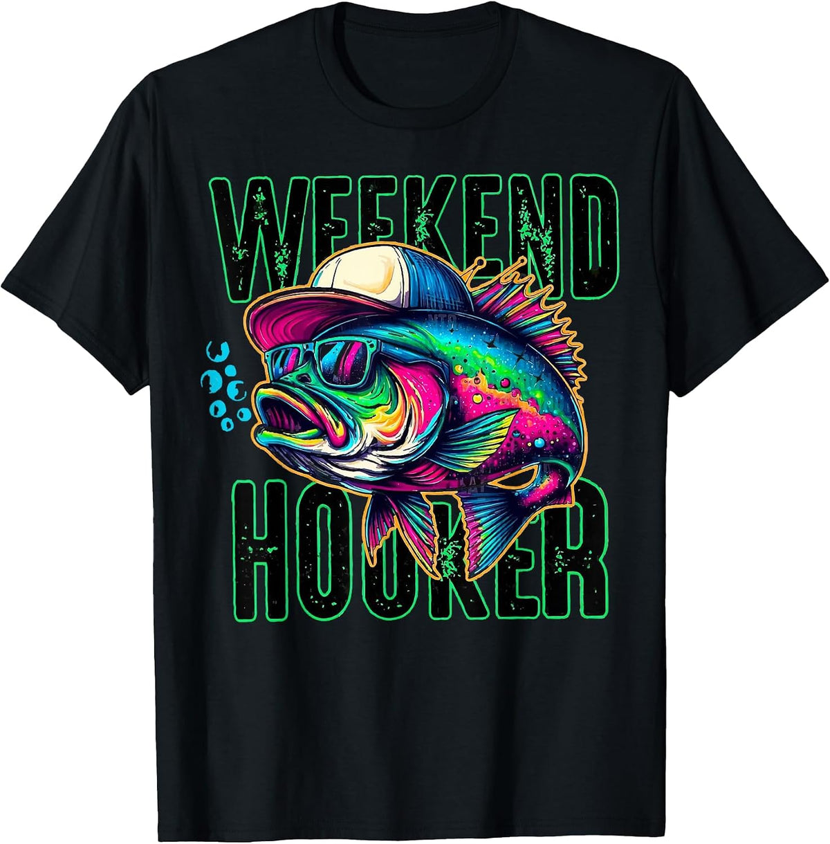 Weekend Hooker Colorful Fishing T-Shirt - Black