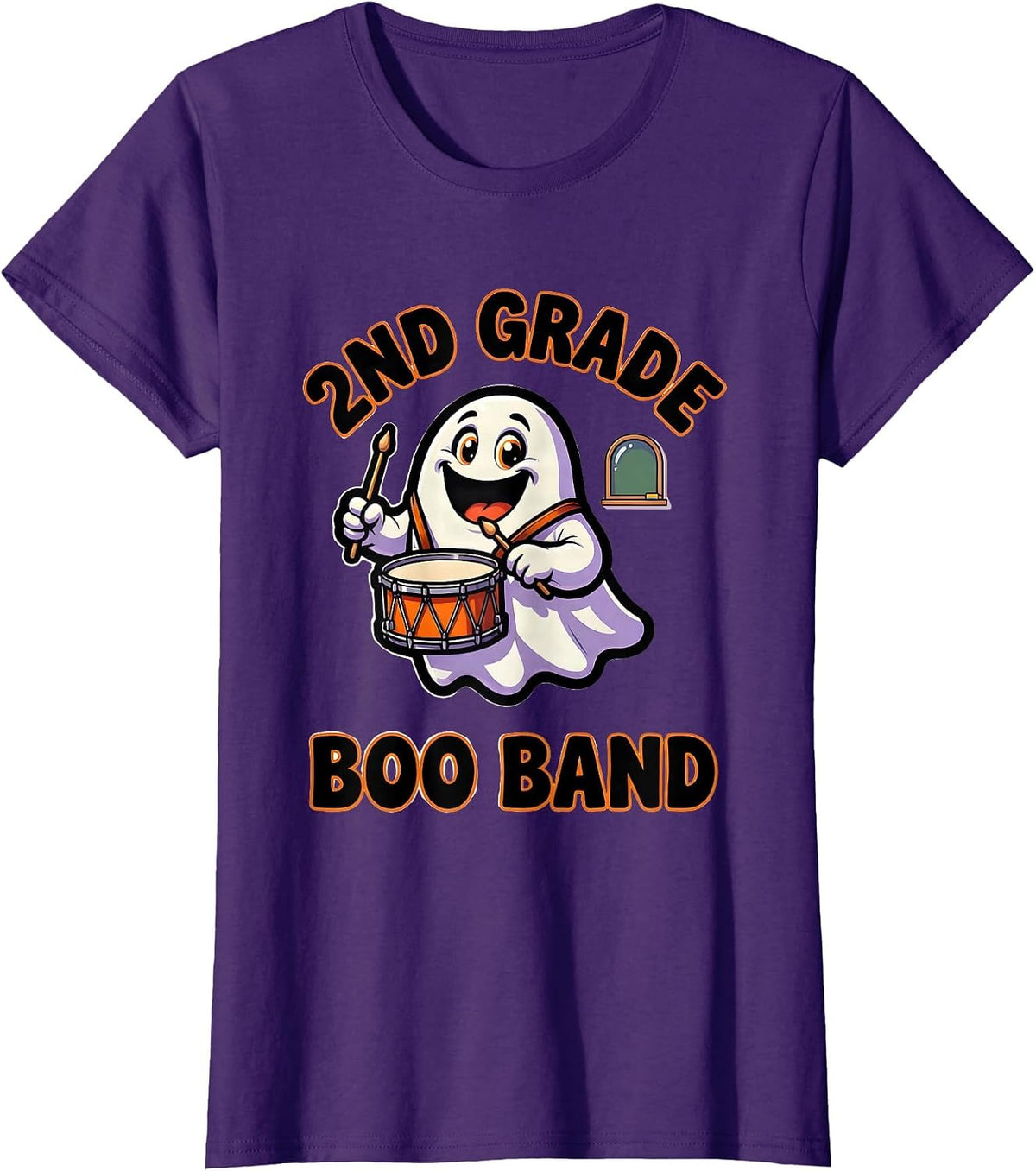 Women's 2nd Grade Boo Band Cute Cartoon Halloween Teacher Student T-Shirt - Purple