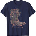 She Wore Boots Fearlessly Cowgirl Design T-Shirt - Navy Blue