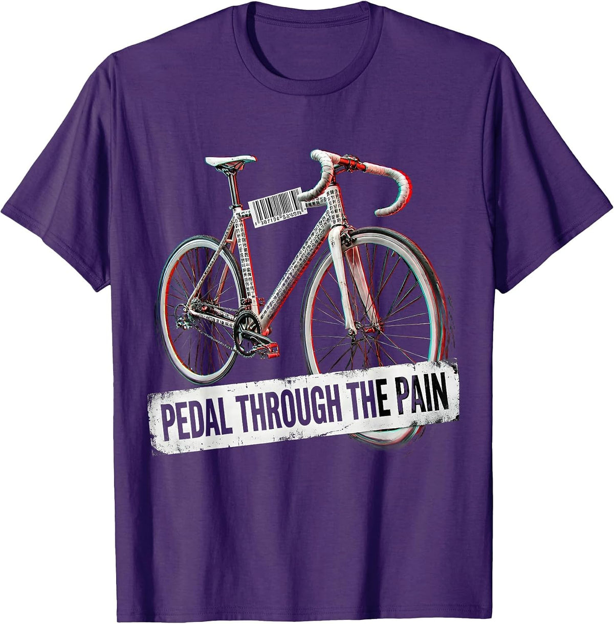 Pedal Through the Pain Cycling Design T-Shirt - Purple