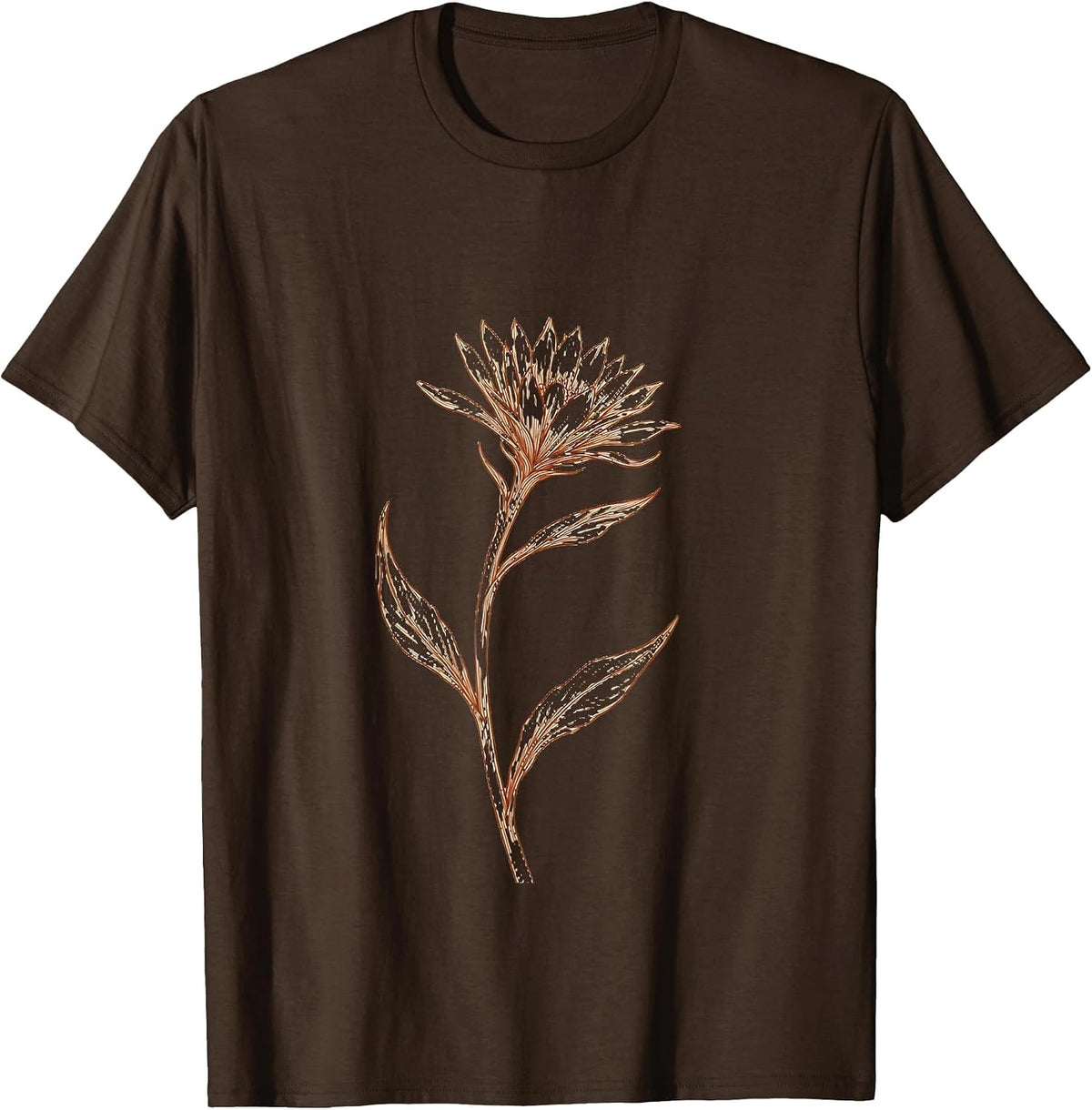 Boho Desert Wind Flowy Dress Graphic Tee T-Shirt - Brown