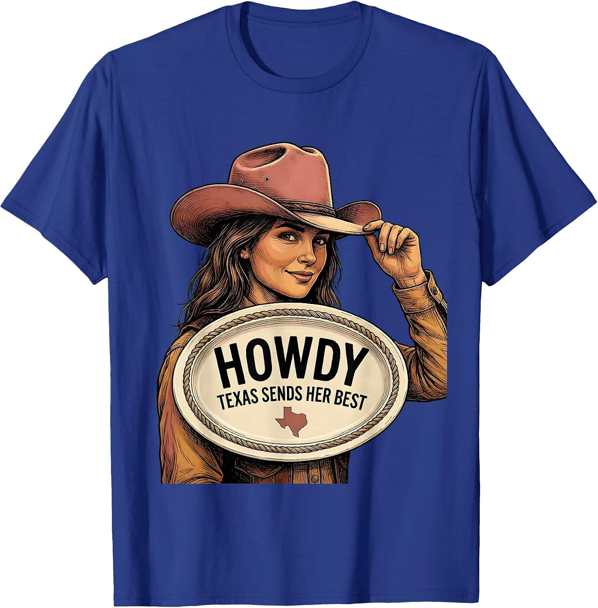 Howdy Texas Sends Her Best Western Cowgirl Texas Girl Gift T-Shirt - Royal Blue
