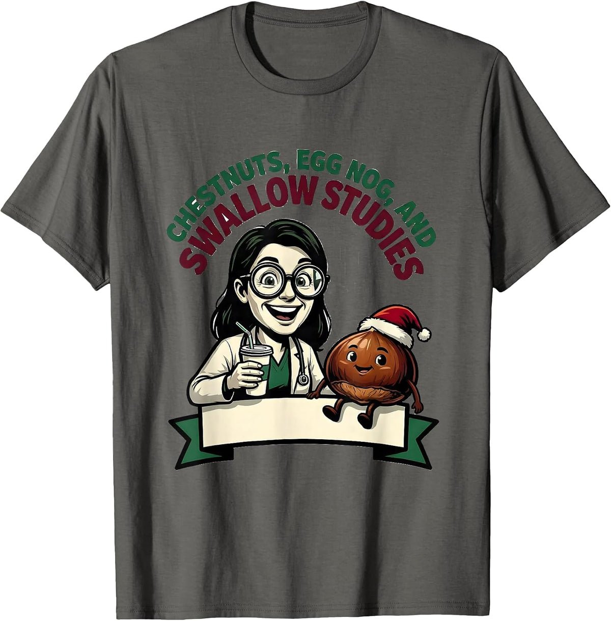 Men's Chestnuts, Egg Nog, And Swallow Studies Speech-Language T-Shirt - Asphalt Grey