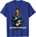 She Won Her Weekend Union Strong Labor Day Working Woman T-Shirt - Royal Blue