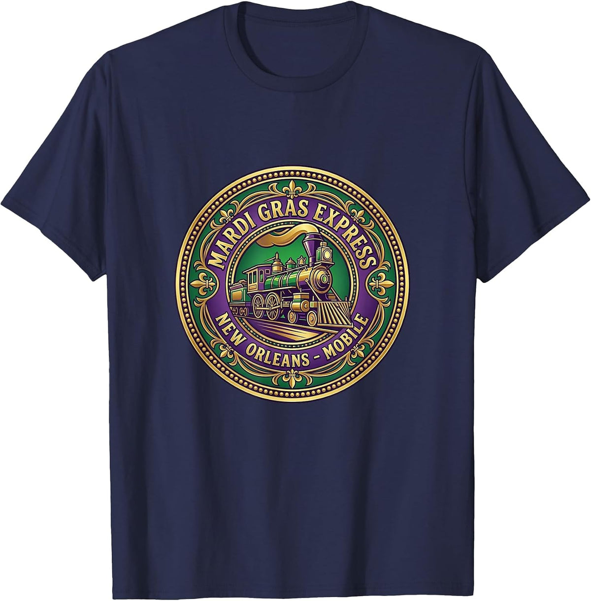 Mardi Gras Express - Mardi Gras Train - Gulf Coast T-Shirt - Navy Blue