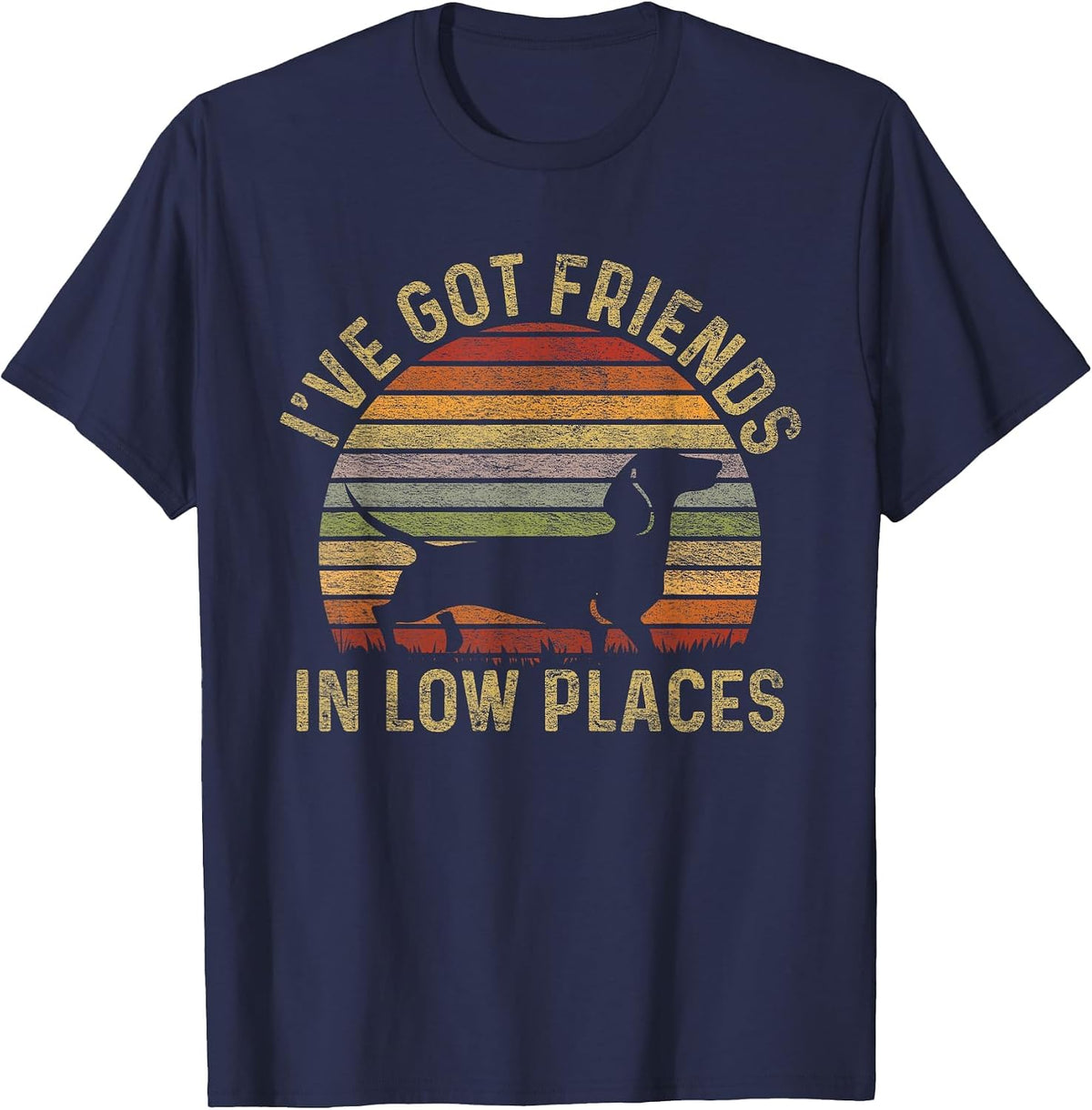 I've Got Friends in Low Places Dachshund Wiener Dog T-Shirt - Navy Blue