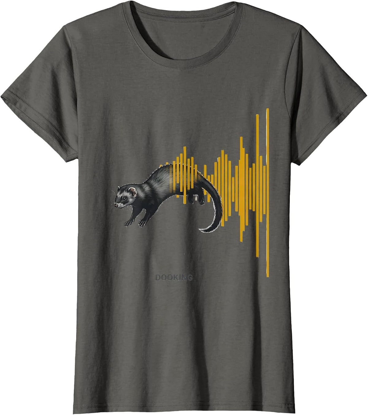 Women's Dooking Editorial Conceptual Funny Ferret Lover Christmas T-Shirt - Asphalt Grey
