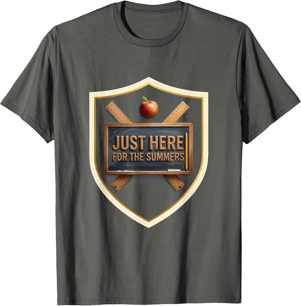 Just Here For The Summers Middle School Teacher T-Shirt - Asphalt Grey