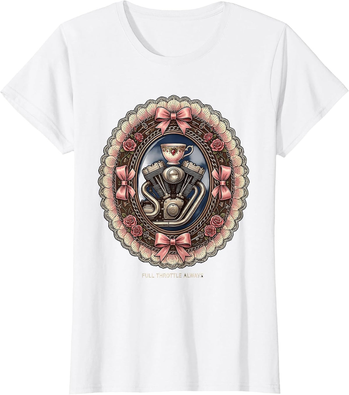 Full Throttle Always Motorcycle Rider Design T-Shirt - White