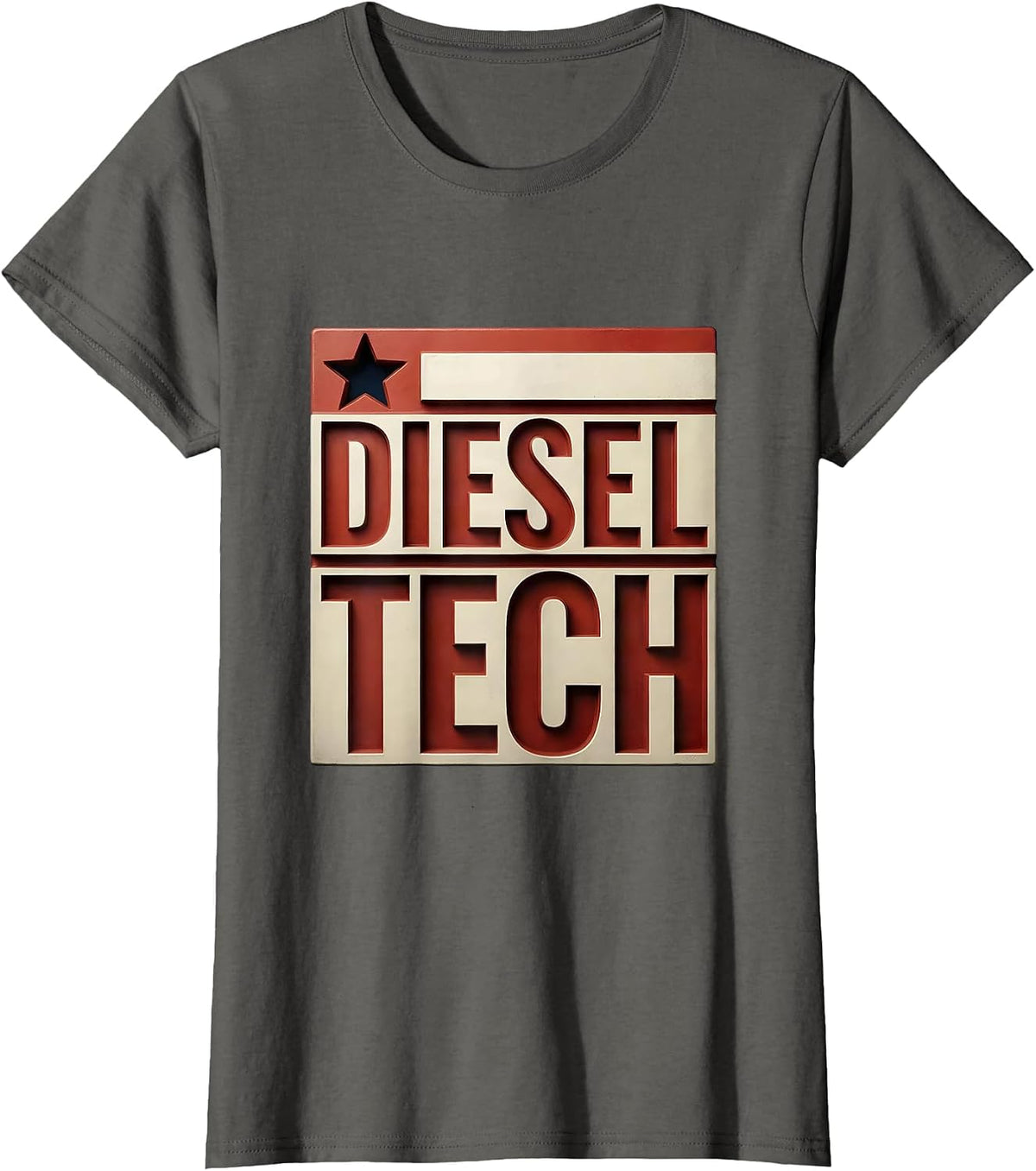 Women's Diesel Tech Patriotic Mechanic Oilfield Worker American Flag T-Shirt - Asphalt Grey
