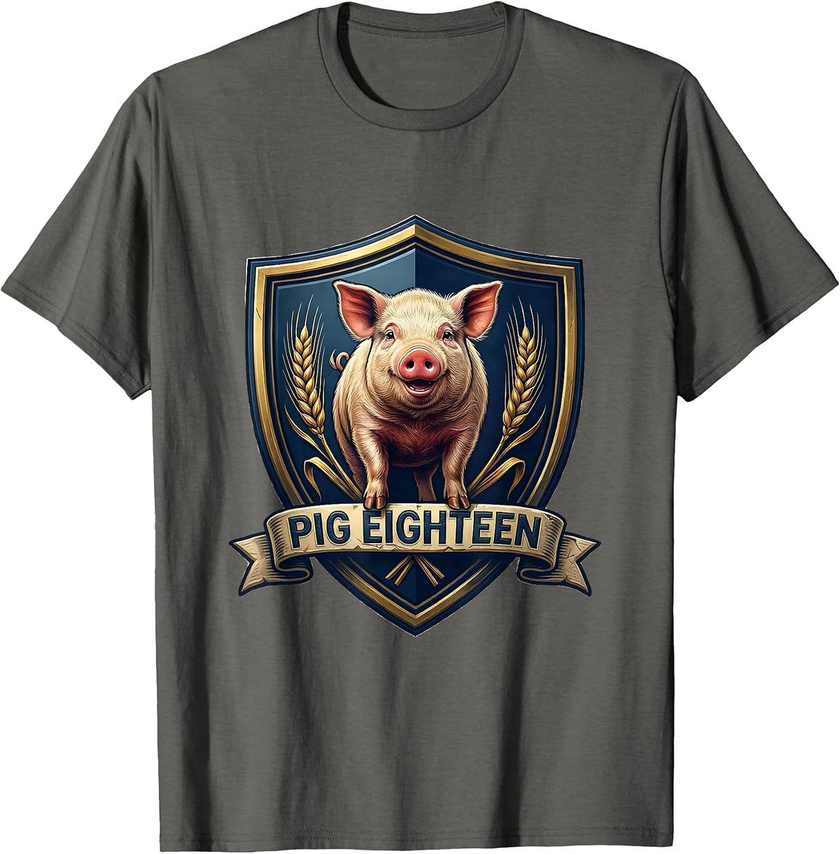 Men's Pig Eighteen Cute Pig Lover Family Matching Outfit T-Shirt - Asphalt Grey
