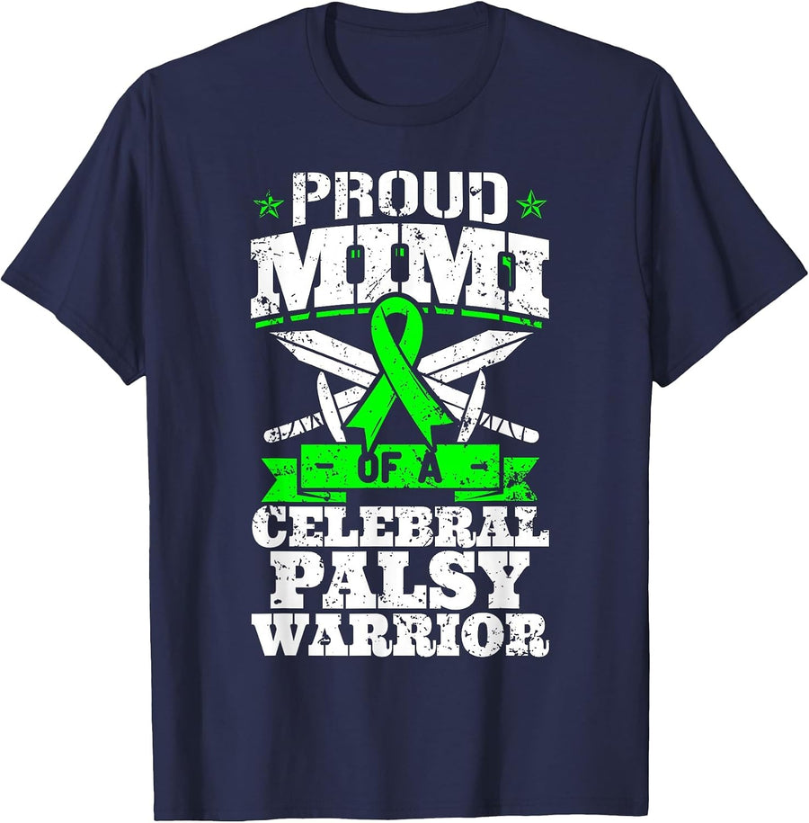 Proud Mimi of A Cerebral Palsy Warrior CP Awareness Grandma T-Shirt - Navy Blue