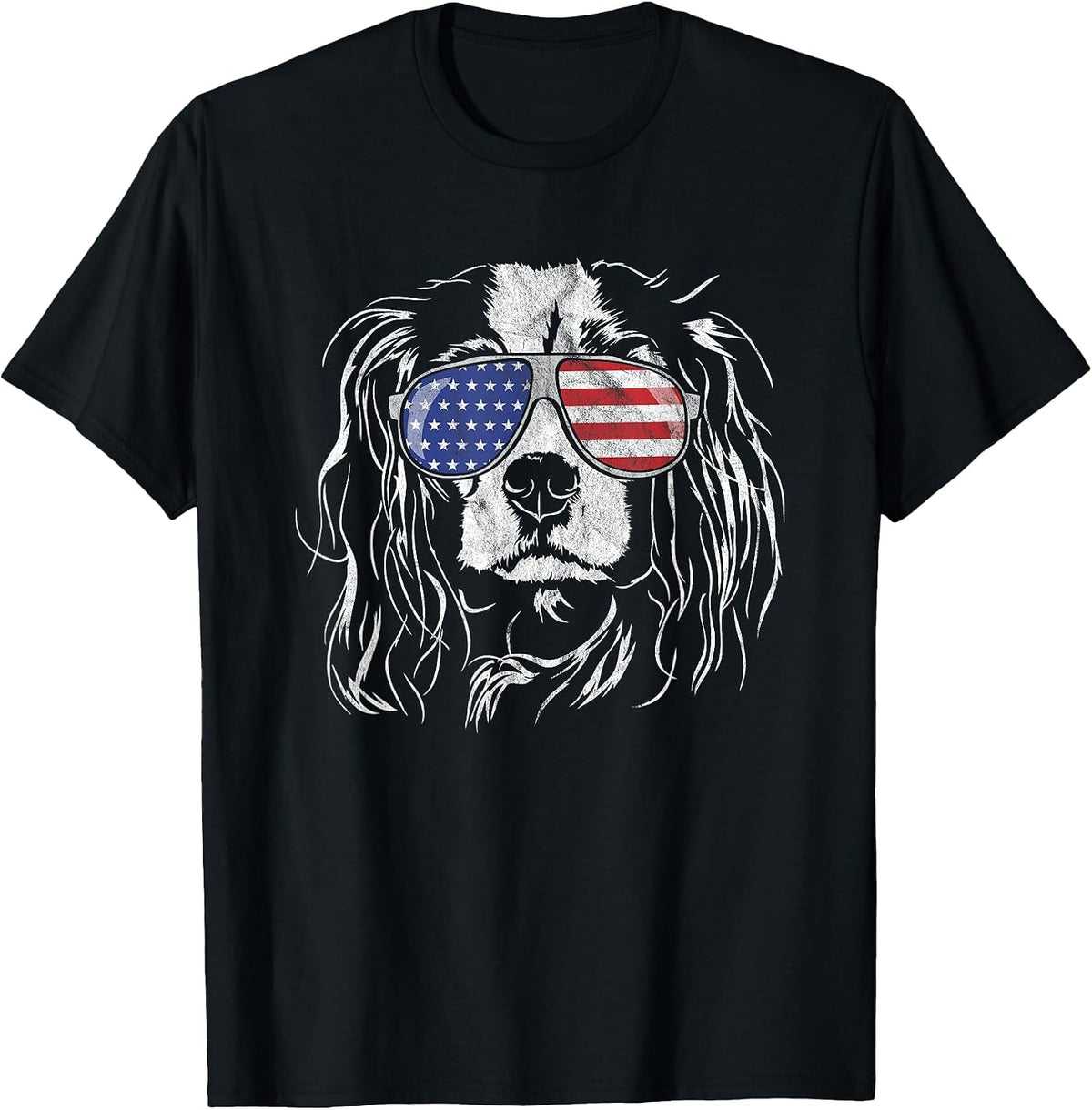Funny Proud Cavalier King Charles Spaniel Patriotic Dog tee T-Shirt - Black