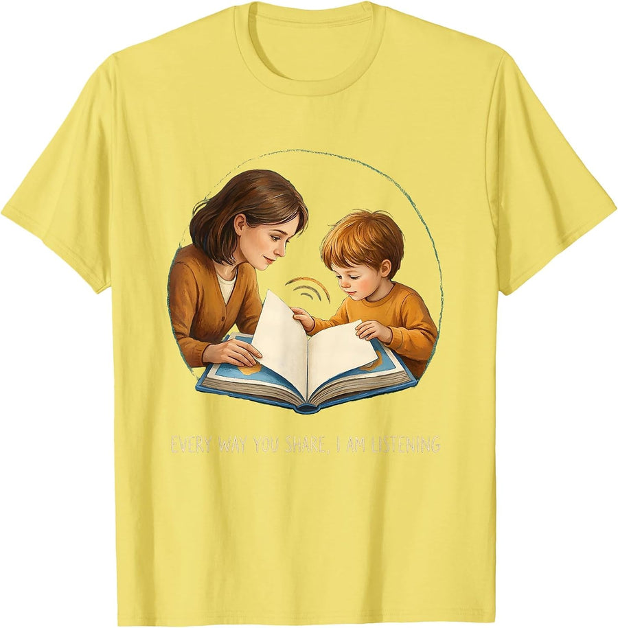 Men's Every Way You Share I Am Listening AAC SLP Speech Therapy T-Shirt - Lemon Yellow