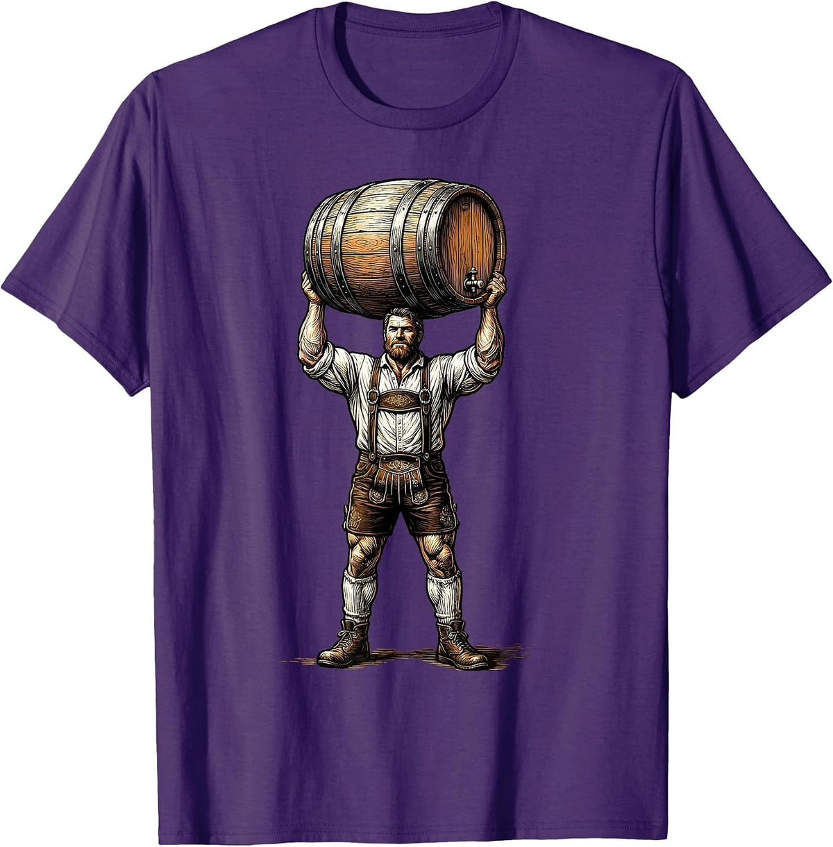 Oktoberfest Barrel Hoisting Graphic Tee T-Shirt - Purple