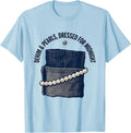 Men's Denim & Pearls Dressed For Midnight Glam Vintage Party T-Shirt - Baby Blue