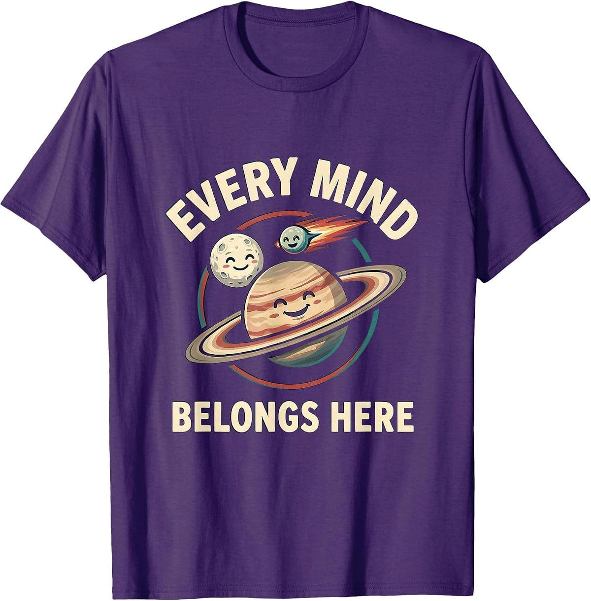 Men's Every Mind Belongs Here Neurodiverse Universe Special Ed T-Shirt - Purple