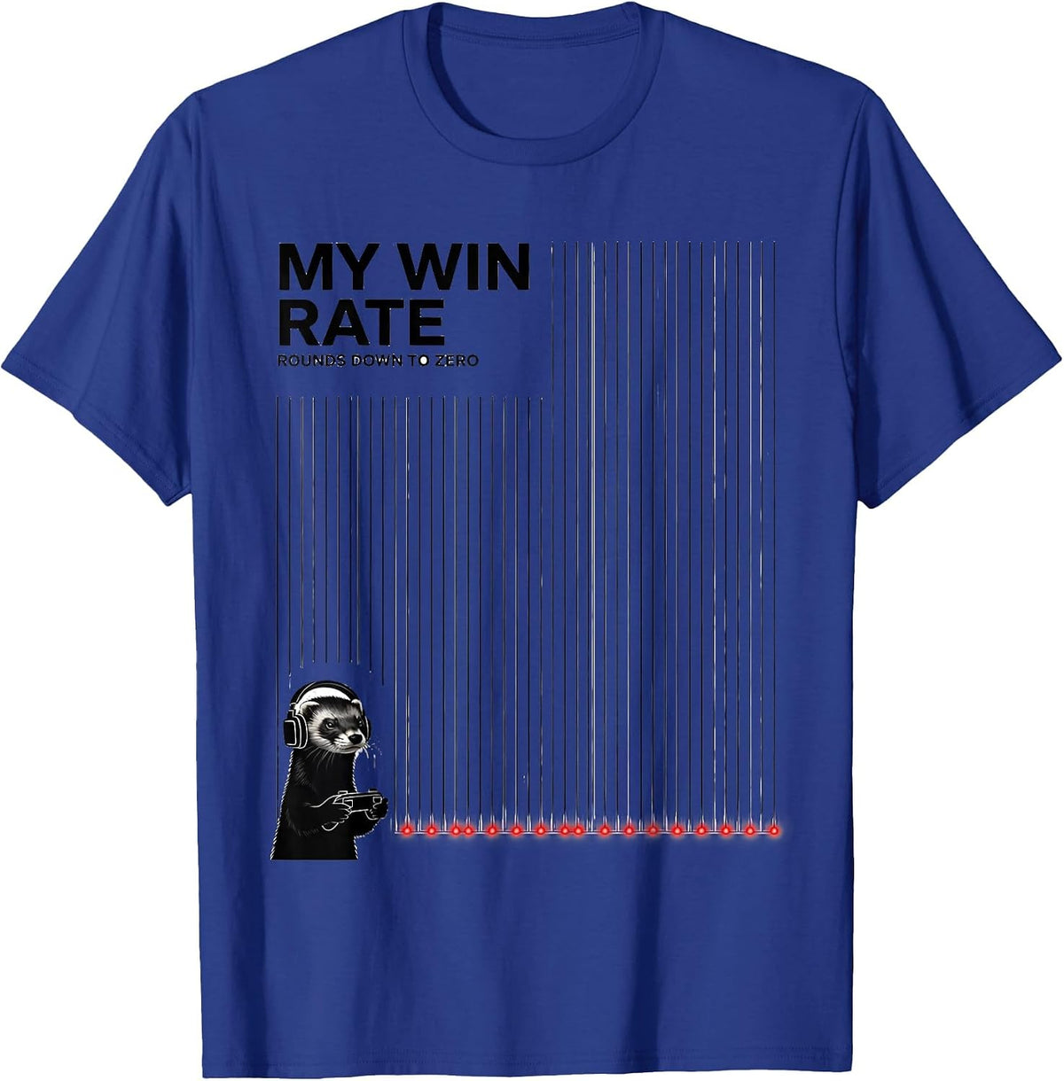 My Win Rate Rounds Down To Zero Funny Anime Gamer Ferret T-Shirt - Royal Blue