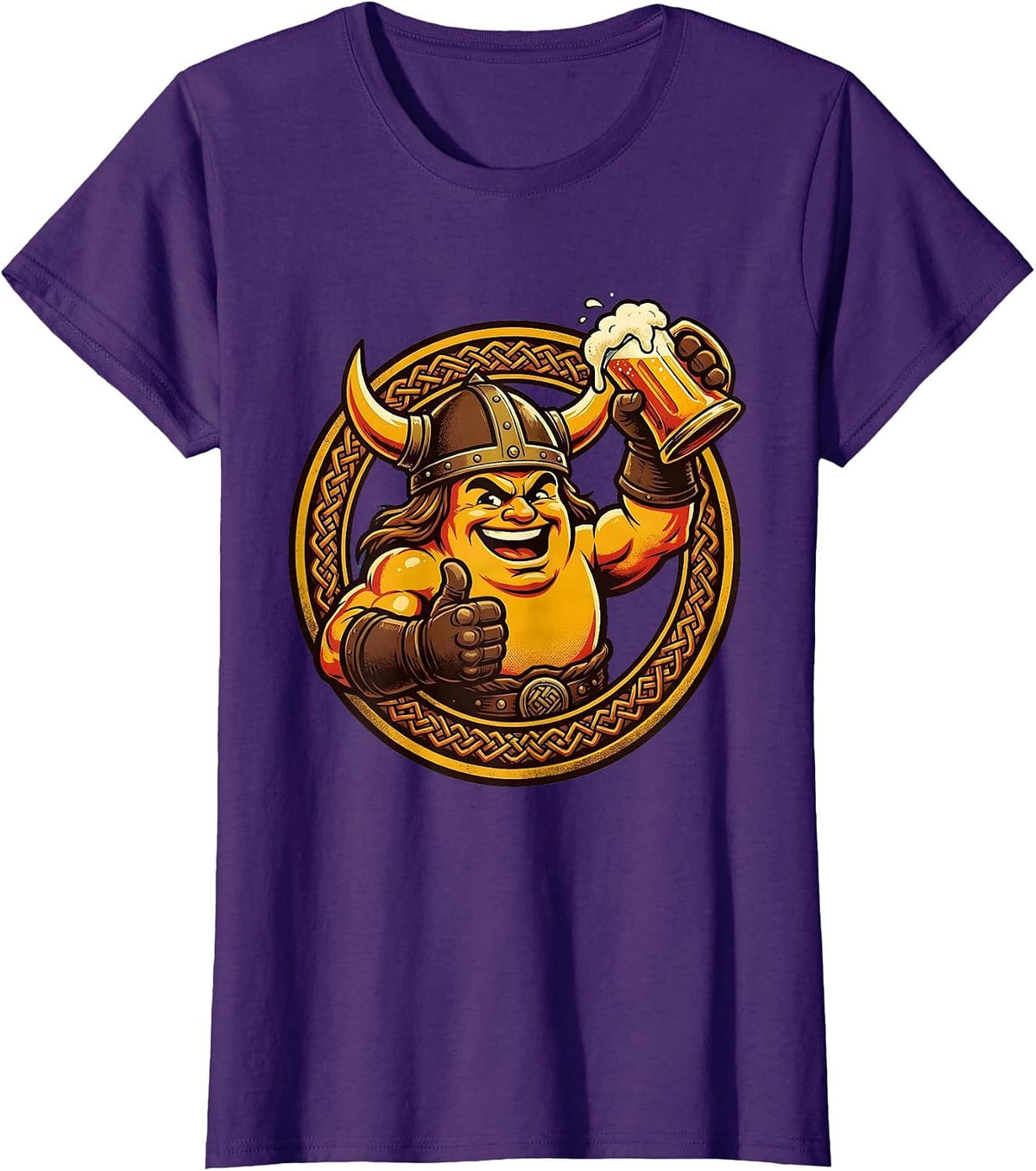 Women's Viking Warrior Beer Toast Graphic Tee T-Shirt - Purple