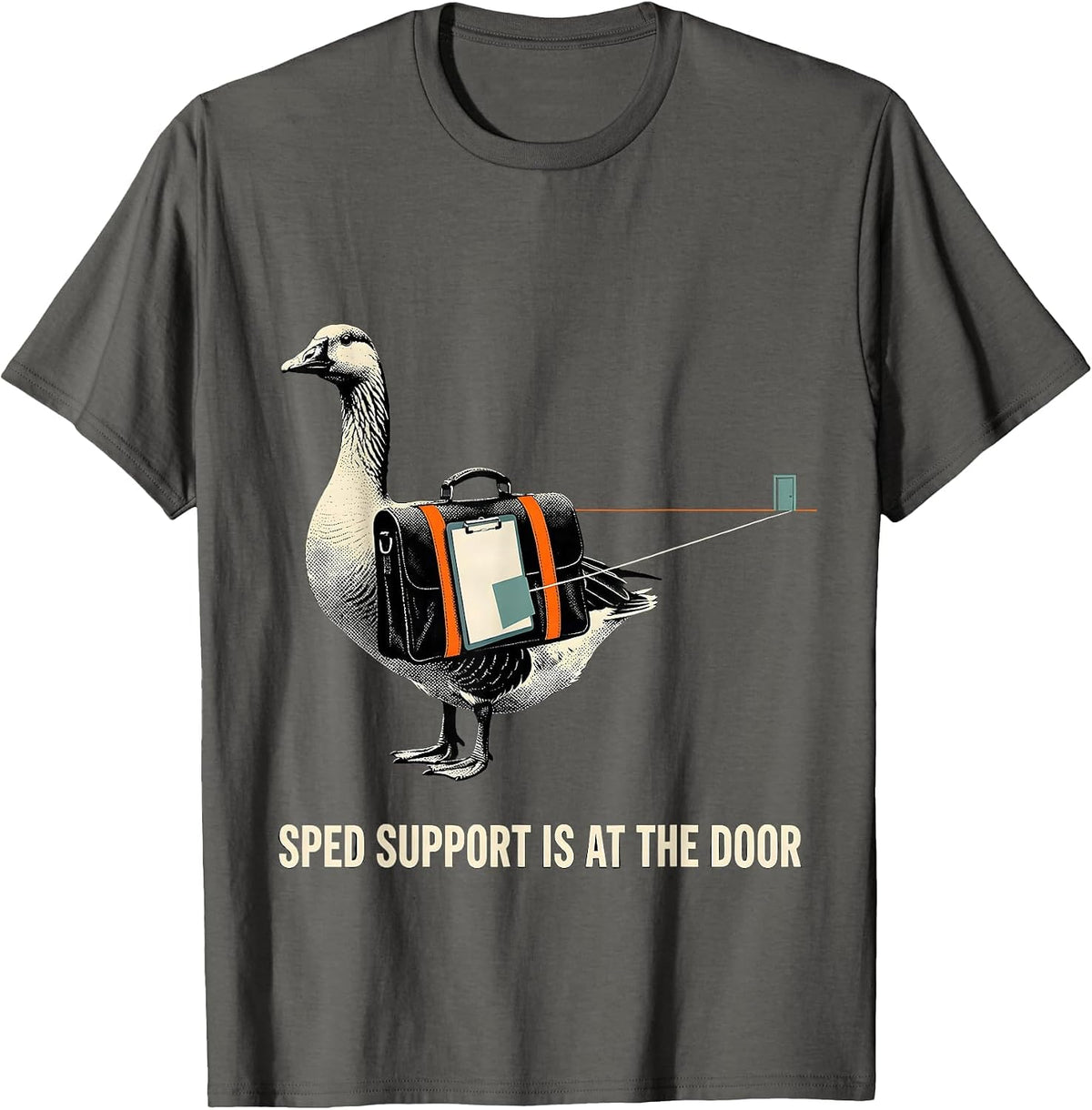 Men's SPED Support Is At The Door Funny SPED Teacher Special T-Shirt - Asphalt Grey