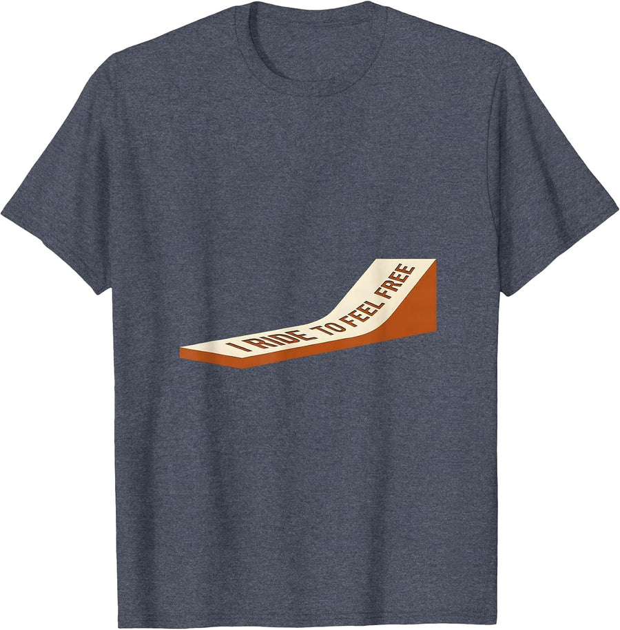 I Ride To Feel Free Retro Motorcycle Biker Humor T-Shirt - Heather Blue