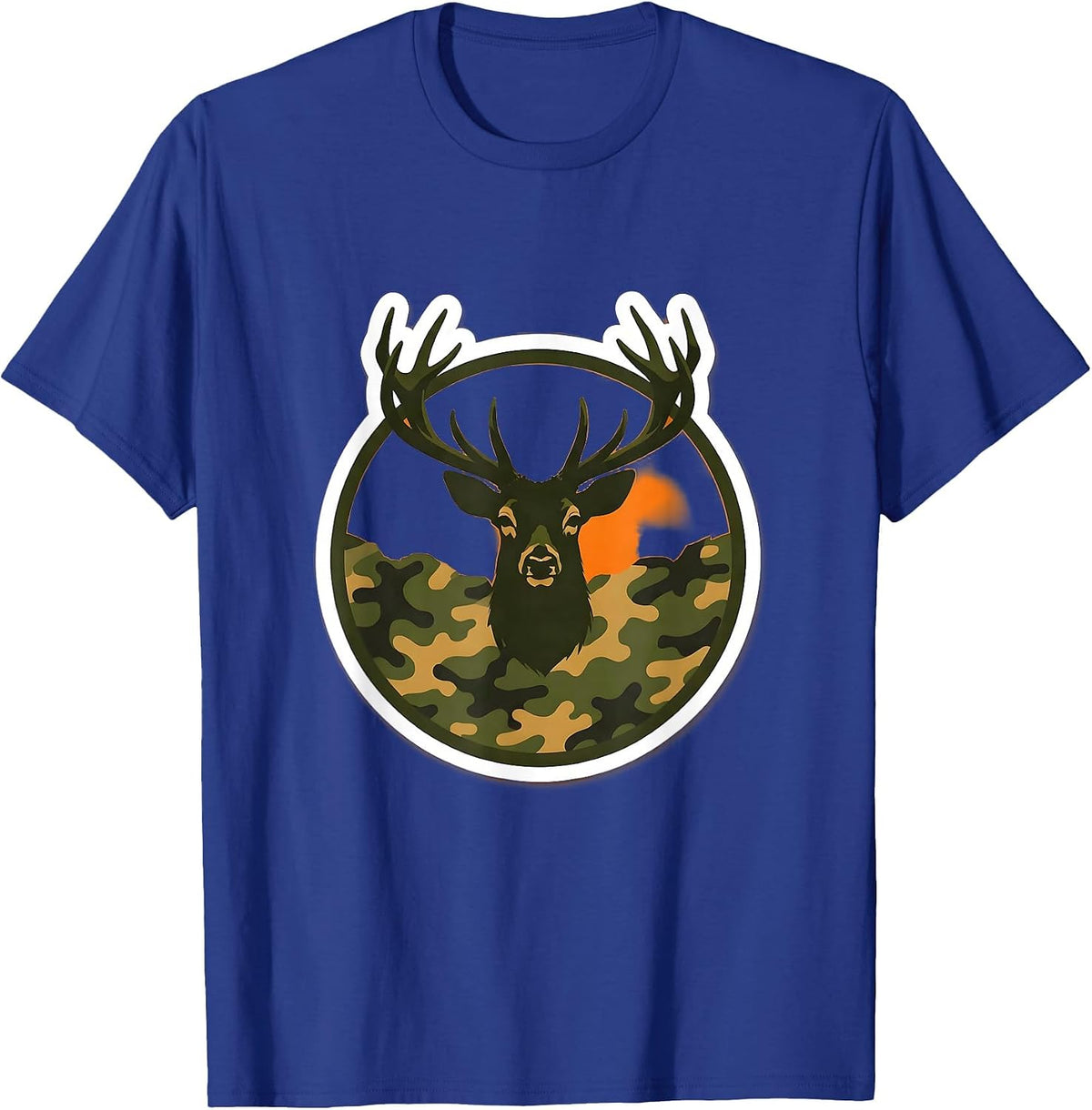Men's Youth Camo Deer Silhouette Hunting Graphic T-Shirt - Royal Blue