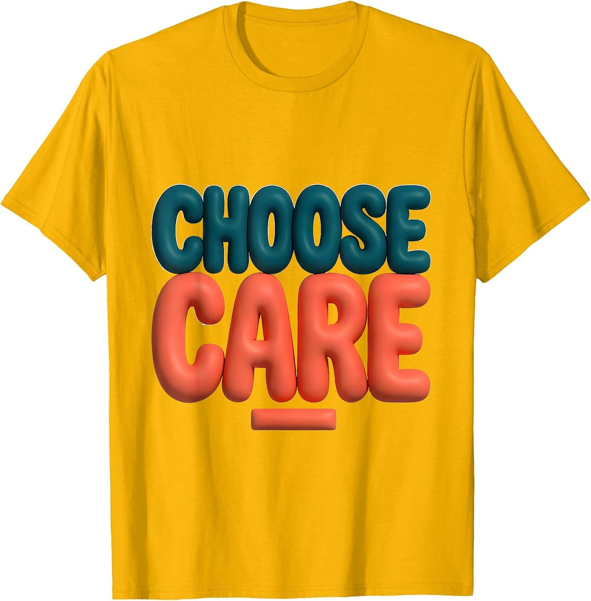 Choose Care Retro Groovy Positivity Inclusion Teacher Gift T-Shirt - Golden Yellow