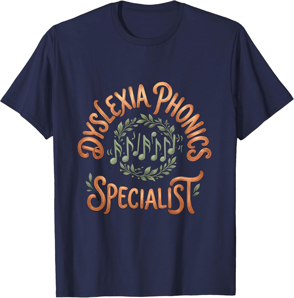Men's Dyslexia Phonics Specialist Boho Typography Teacher T-Shirt - Navy Blue