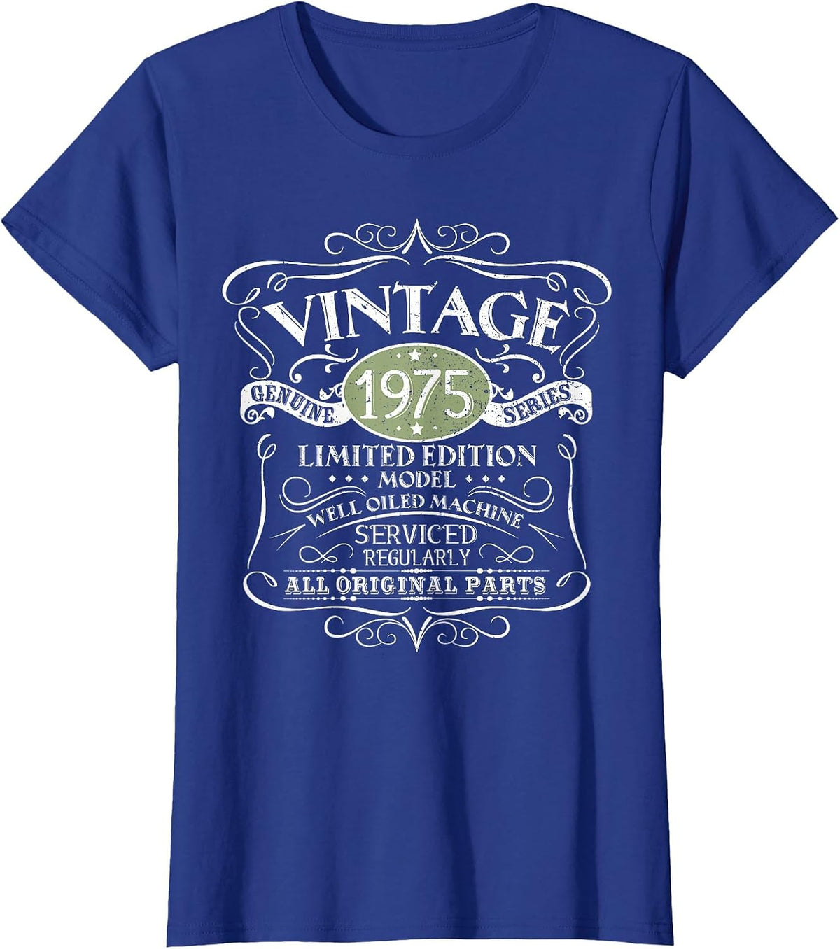 Vintage 1975 50th Birthday All Original Parts Design T-Shirt - Royal Blue