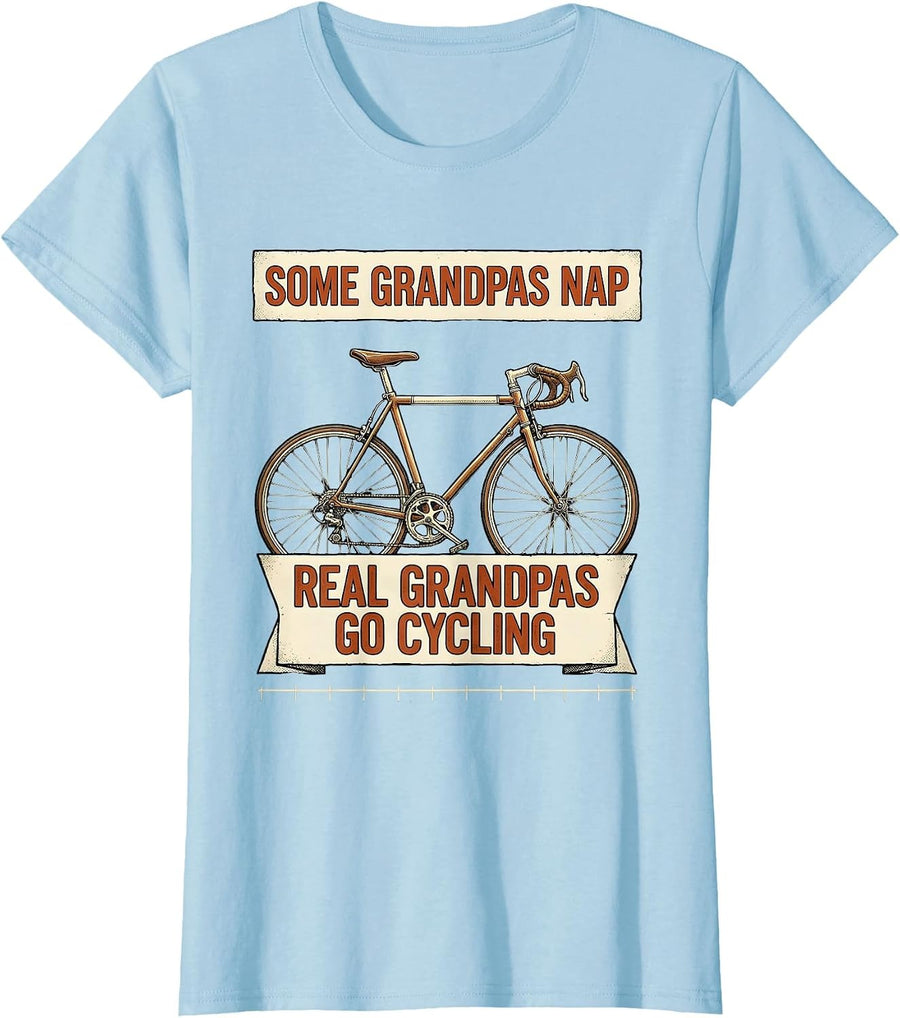 Women's Some Grandpas Nap, Real Grandpas Go Cycling Vintage T-Shirt - Baby Blue
