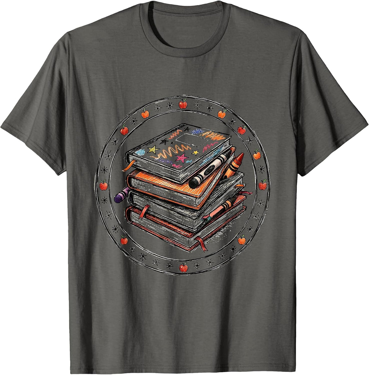 2nd Grade Teacher Composition Notebooks Graphic T-Shirt - Asphalt Grey