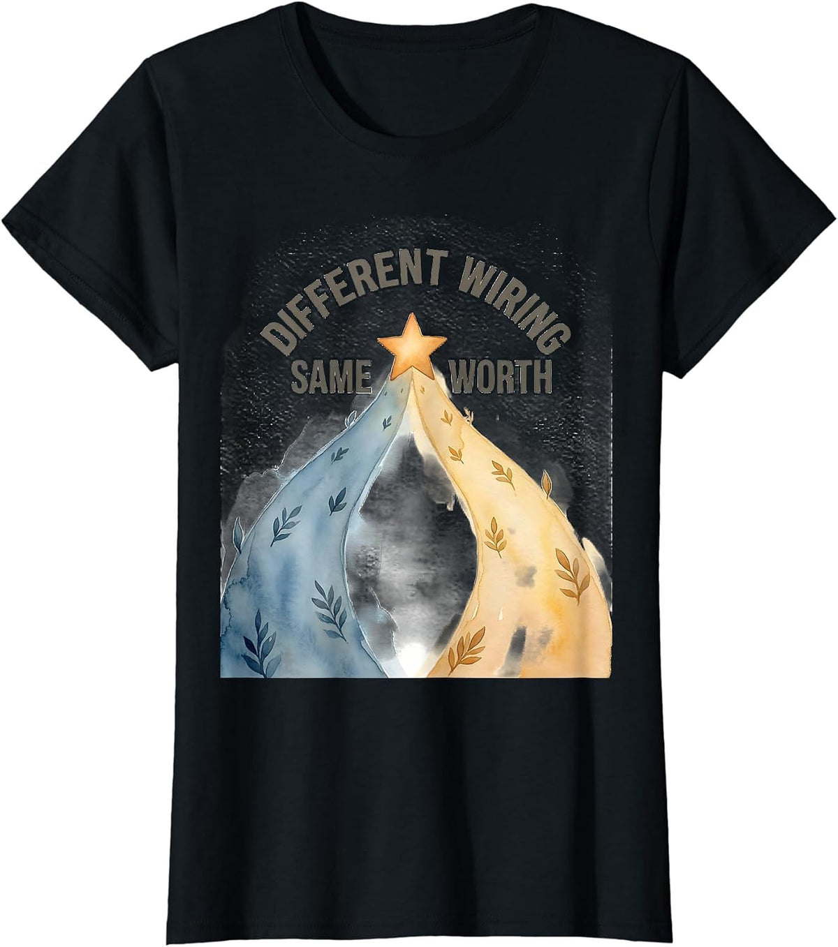 Women's Different Wiring, Same Worth Funny Neurodivergent Autism T-Shirt - Black