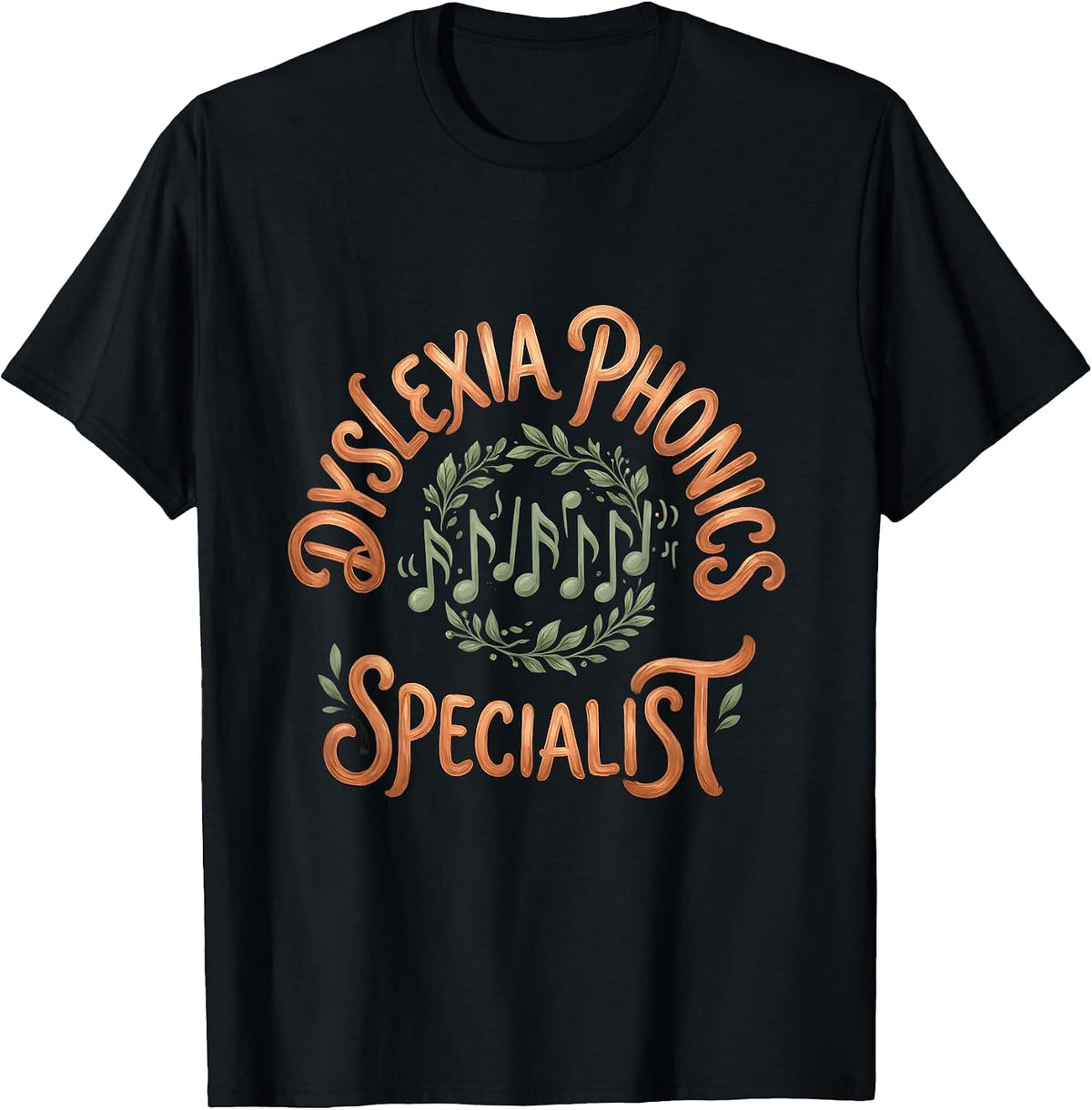 Men's Dyslexia Phonics Specialist Boho Typography Teacher T-Shirt - Black