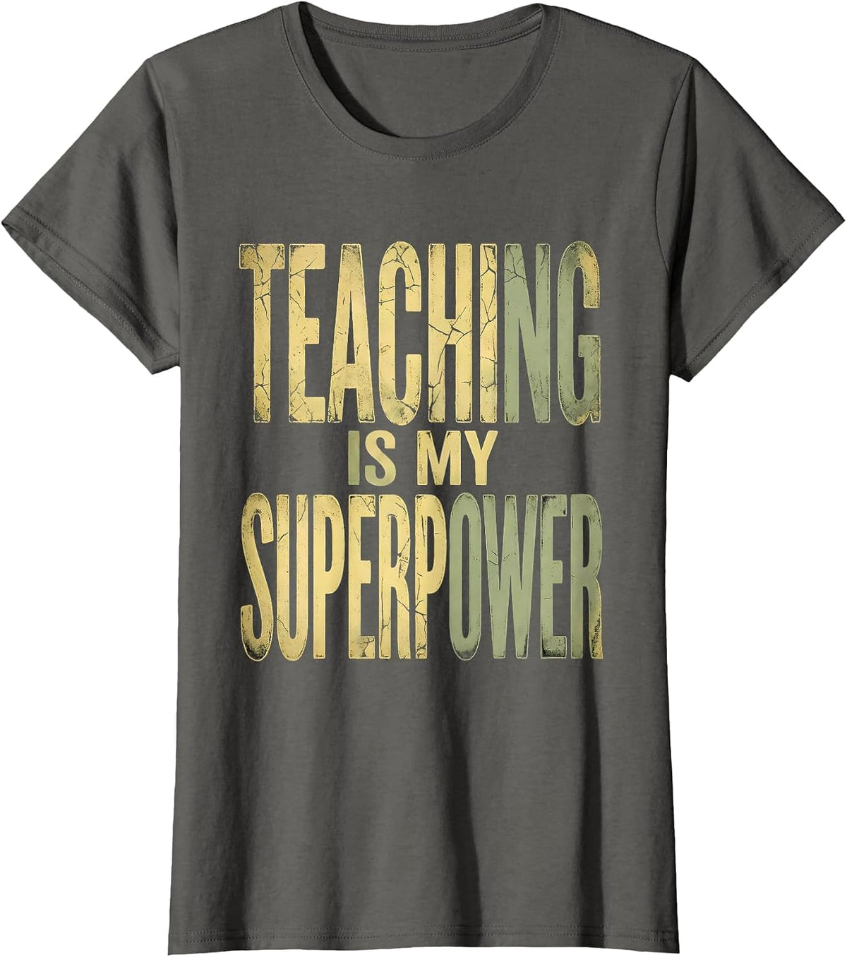 Women's Teaching Is My Superpower 2nd Grade Teacher T-Shirt - Asphalt Grey