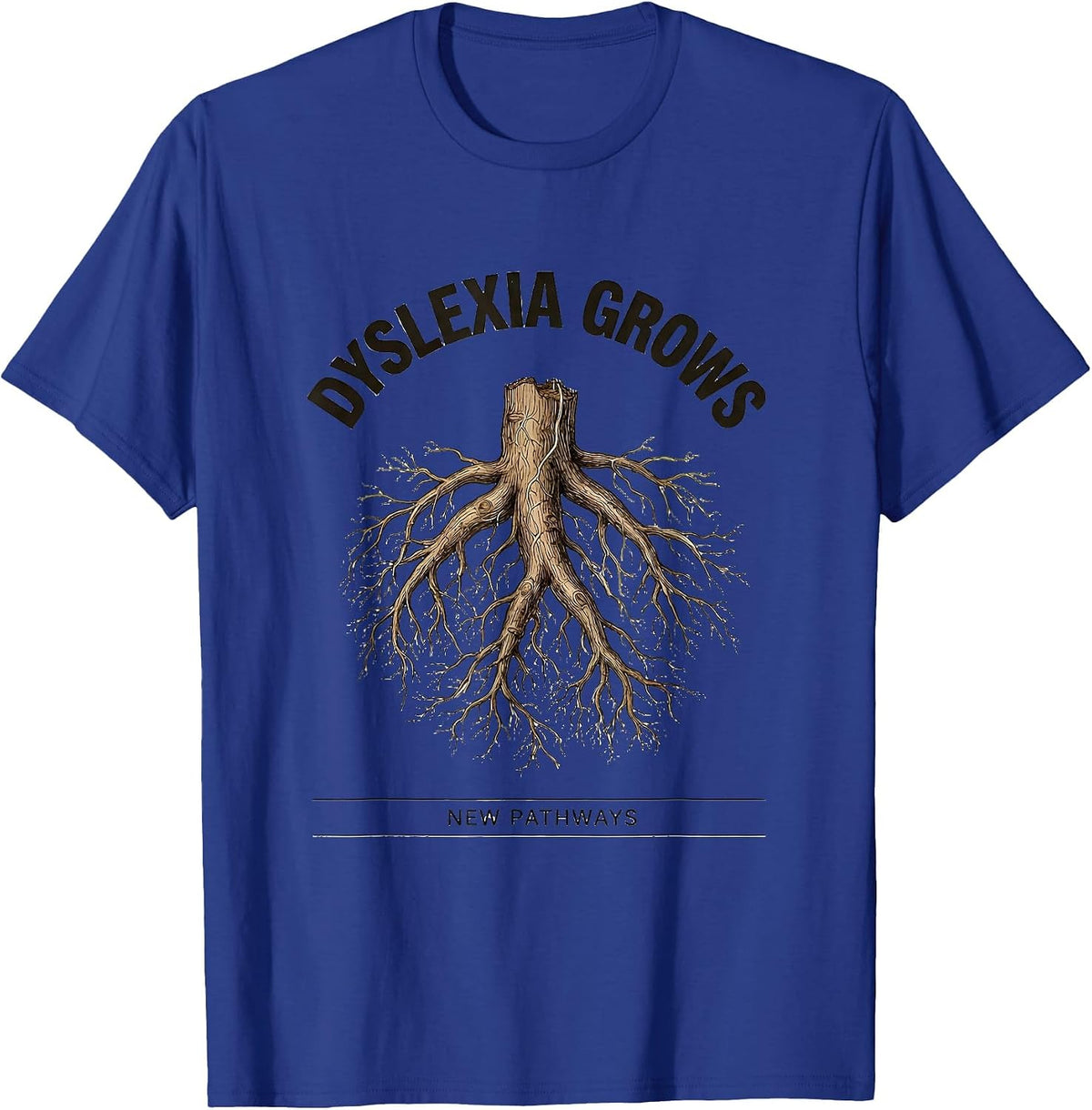 Dyslexia Grows New Pathways Botanical Teacher Awareness T-Shirt - Royal Blue