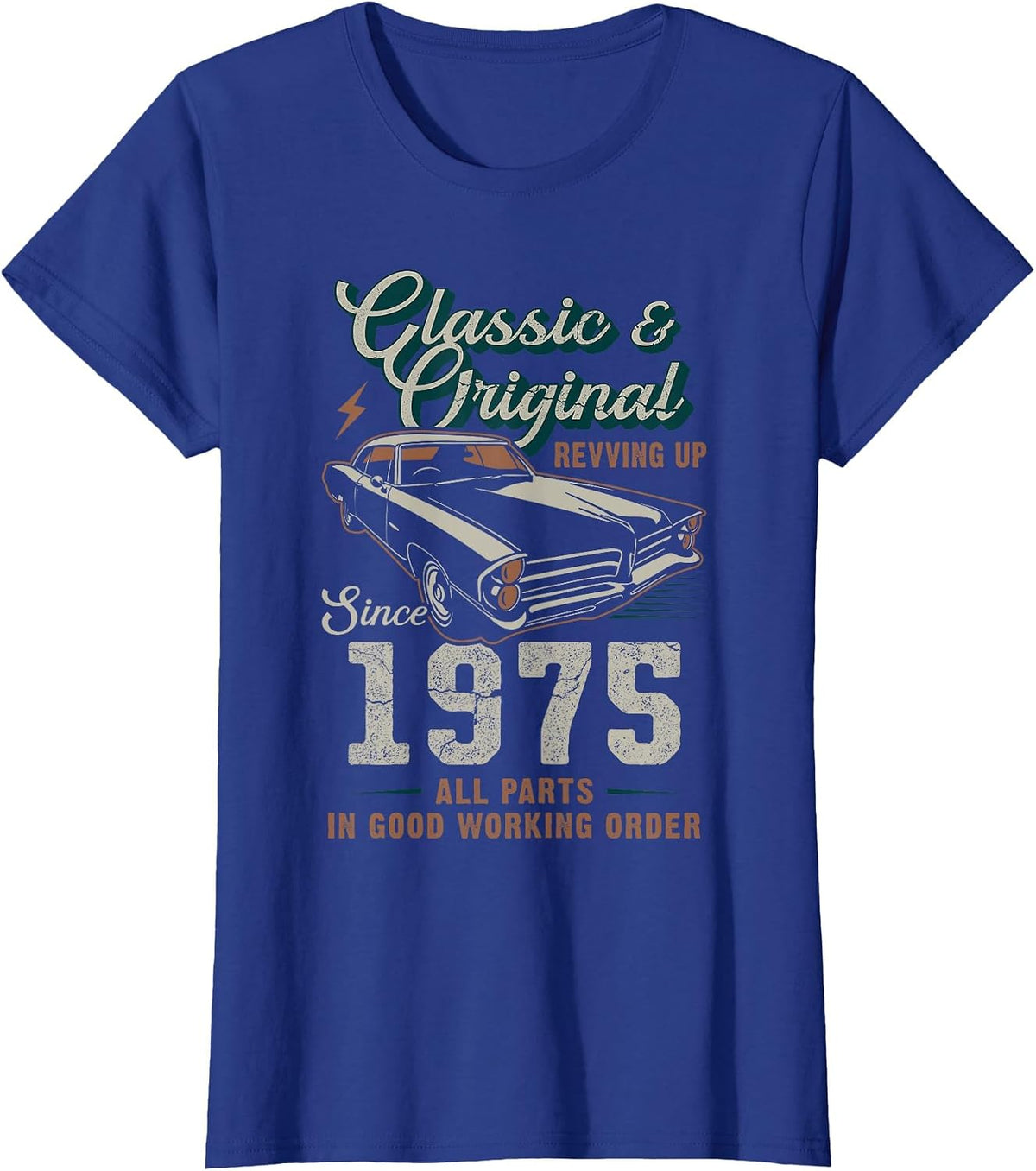 Born 1975 Vintage Classic Car 51st Birthday T-Shirt - Royal Blue