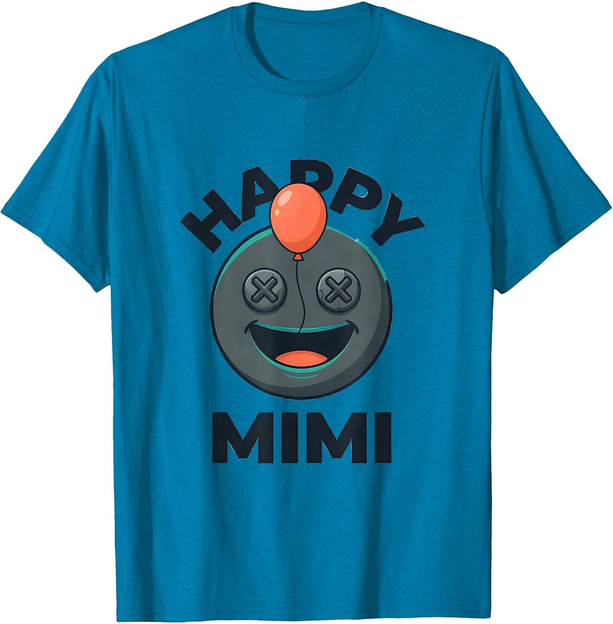 Happy Mimi Flat Vector First Birthday Family Matching Theme T-Shirt - Sapphire Blue