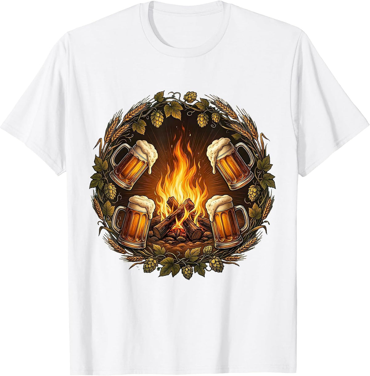 Men's Prost Campfire Mug Raise Illustration T-Shirt - White