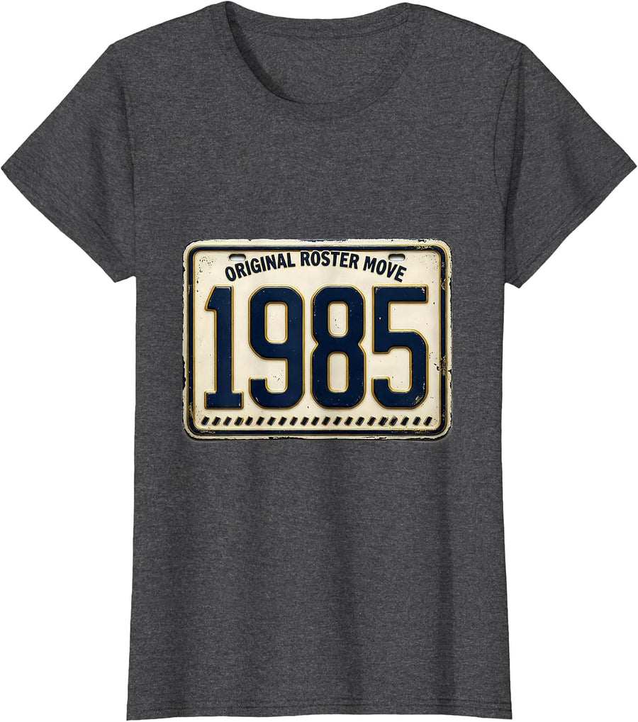 Women's Original Roster Move, 1985 Vintage Retro Funny Shuffleboard T-Shirt - Dark Heather Grey