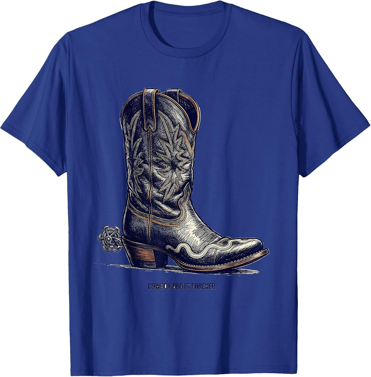 Cowboy Boots Forever Western Design T-Shirt - Royal Blue