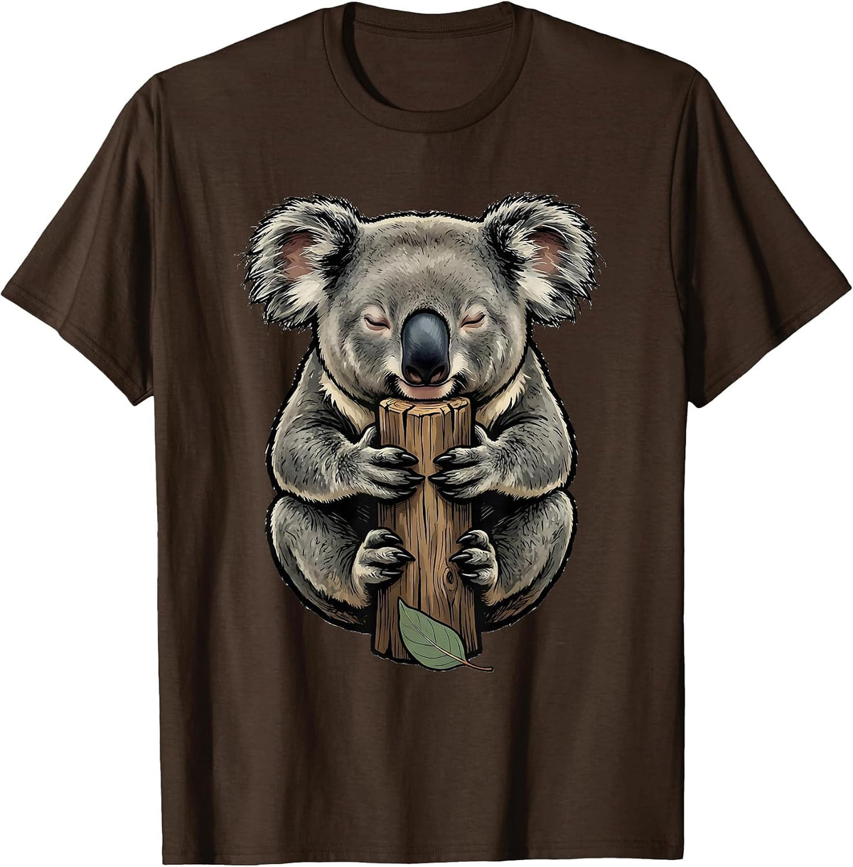 Men's Koala Hugging Post Cute Animal Lover Humor T-Shirt - Brown