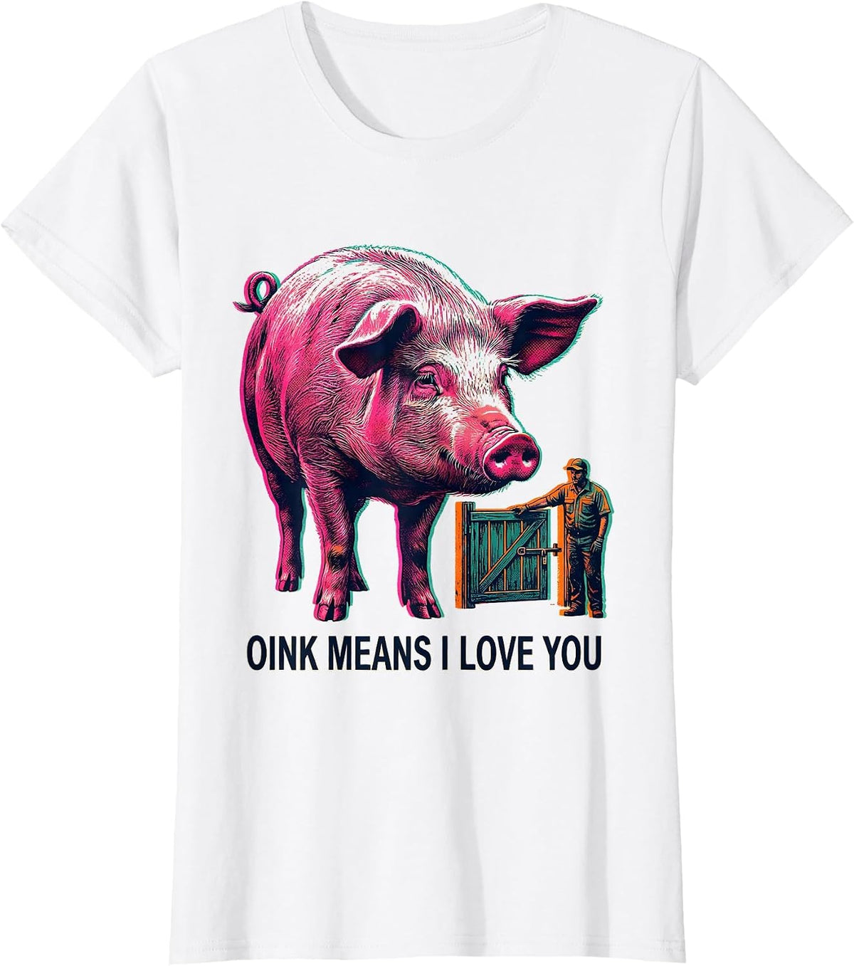 Oink Means I Love You Funny Pig Lover Pet Pig Owner T-Shirt - White