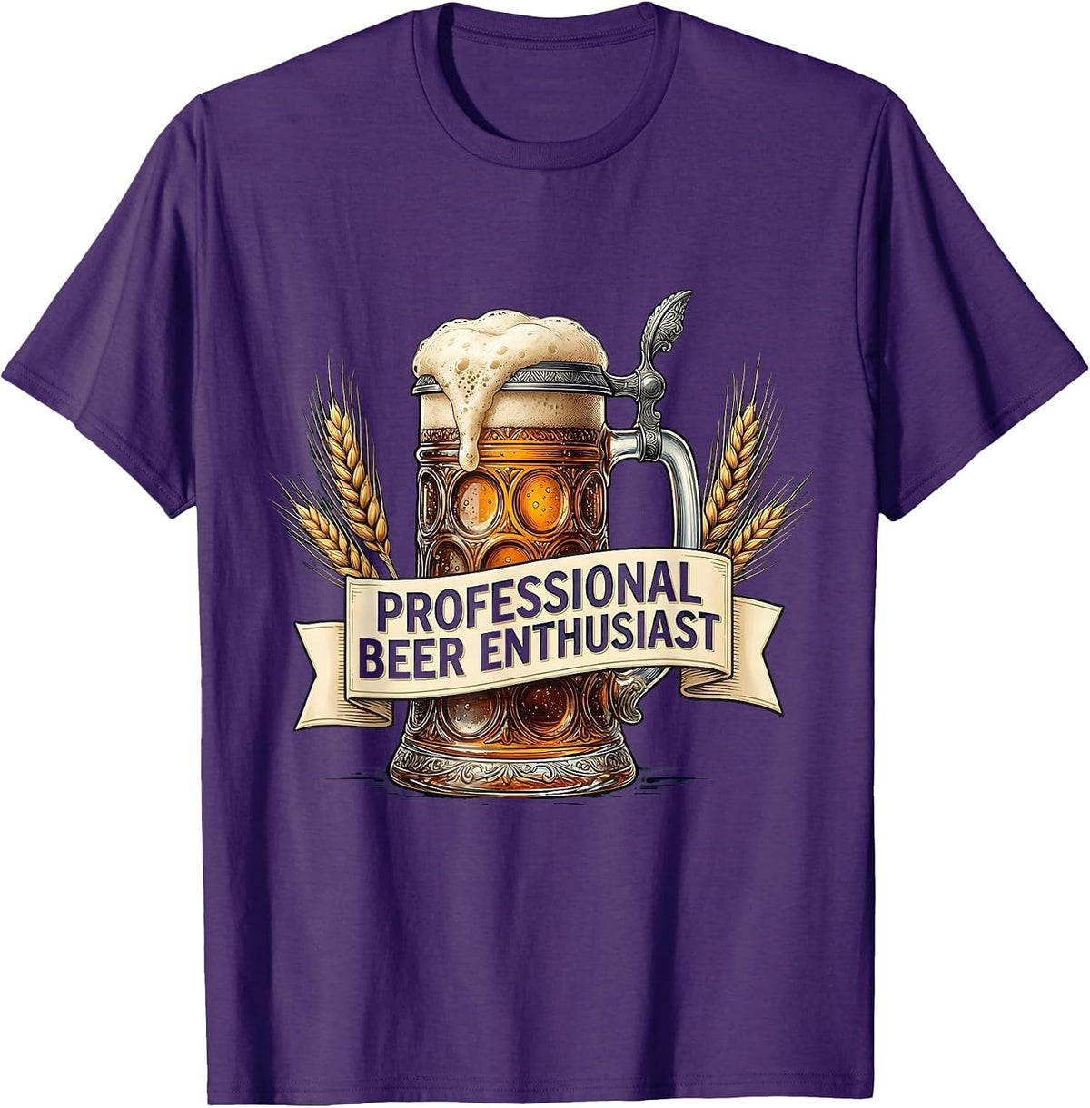 Men's Professional Beer Enthusiast Oktoberfest Design T-Shirt - Purple