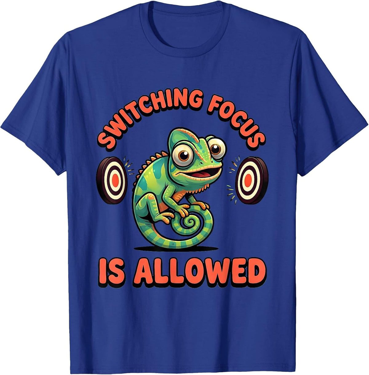 Men's Switching Focus Is Allowed Cartoon Chameleon ADHD Autism T-Shirt - Royal Blue