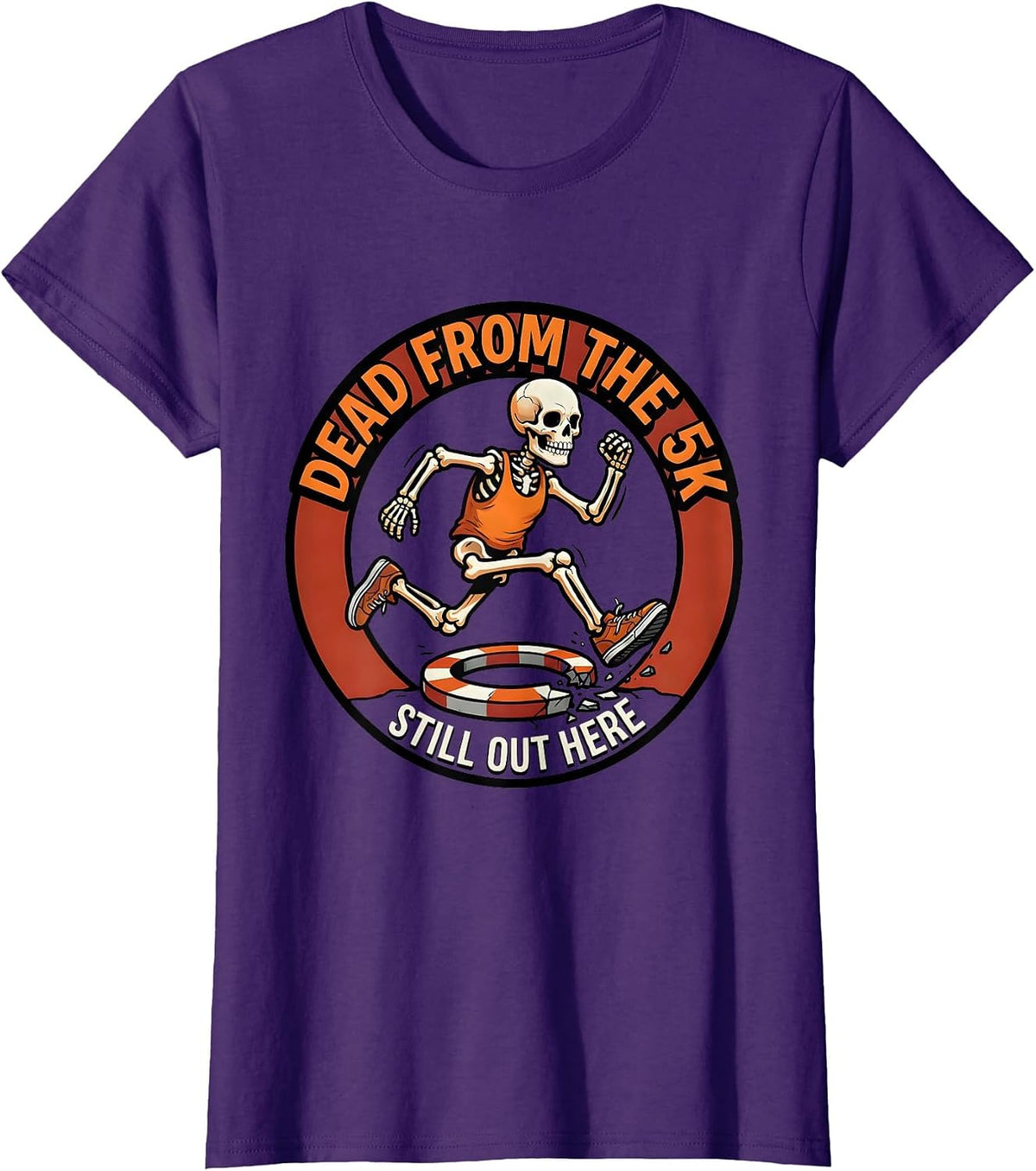Women's Dead From The 5K Still Out Here Funny Running Club Halloween T-Shirt - Purple