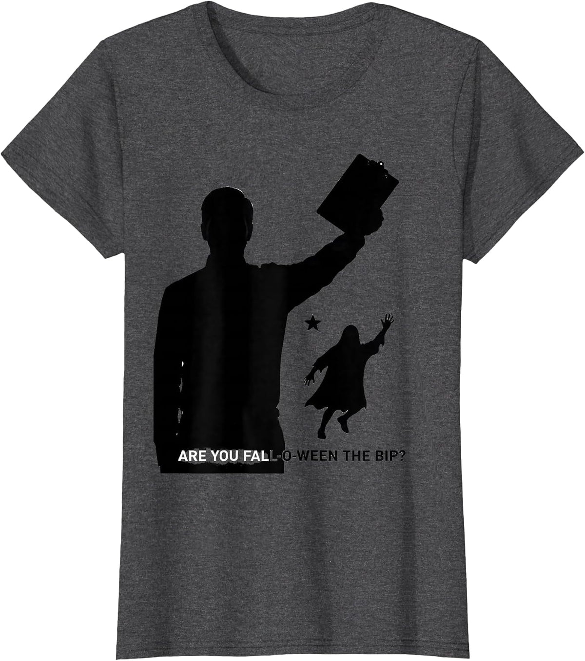 Women's Are You Fall-O-Ween The BIP Teacher Halloween Ghost T-Shirt - Dark Heather Grey