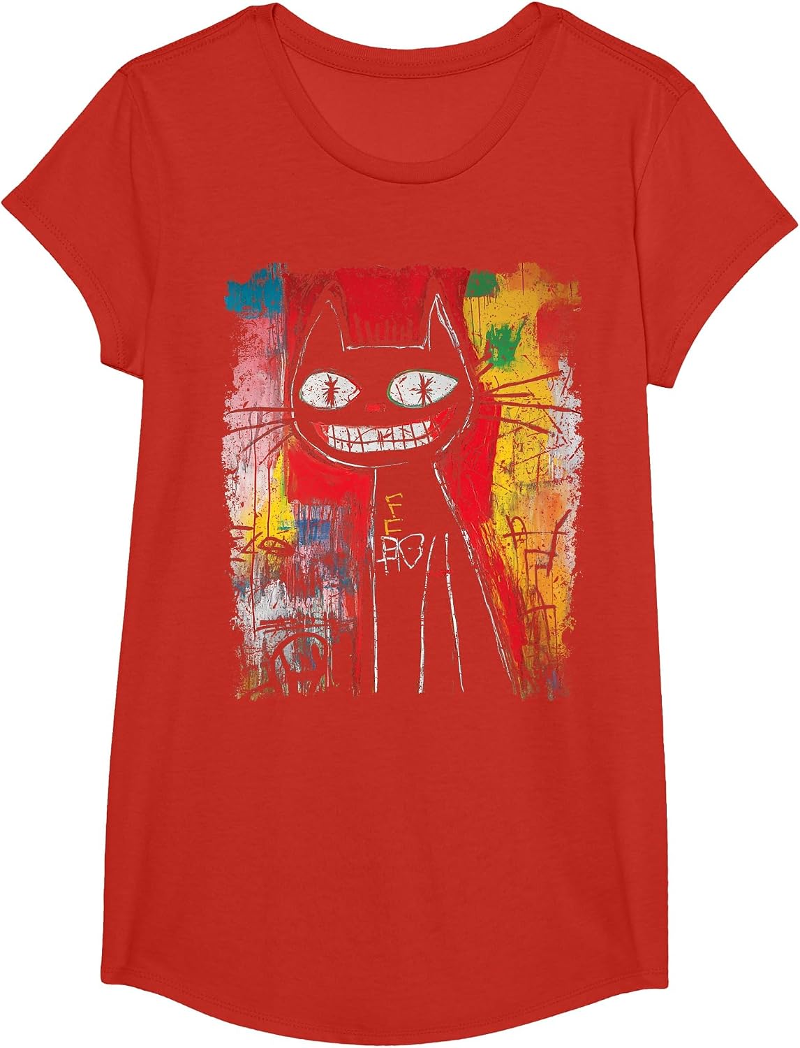 Pop Art Style Cat 90s Men's Graffiti T-Shirt - Girls Red