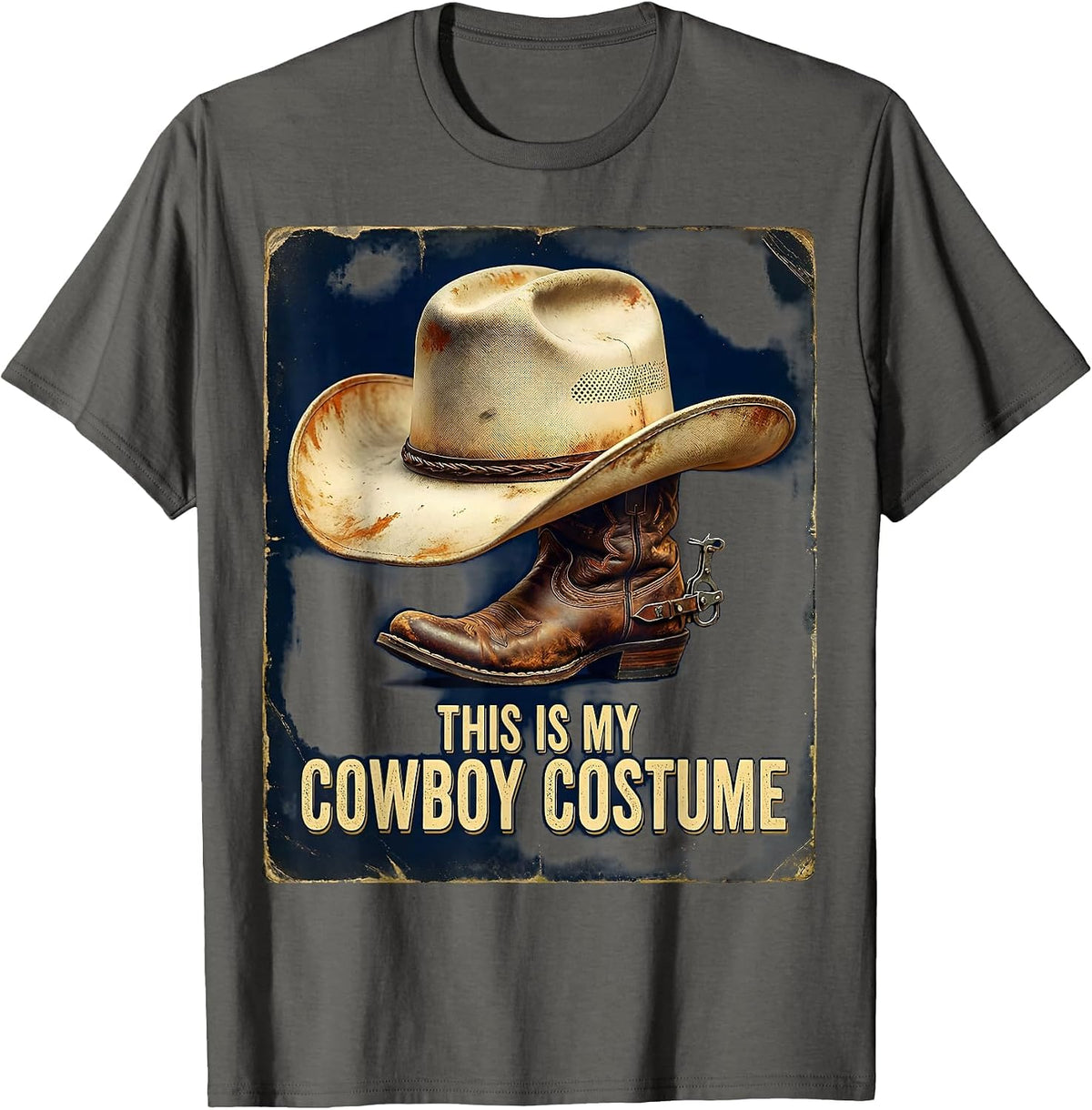 Men's This Is My Cowboy Costume Vintage Western Halloween Party T-Shirt - Asphalt Grey