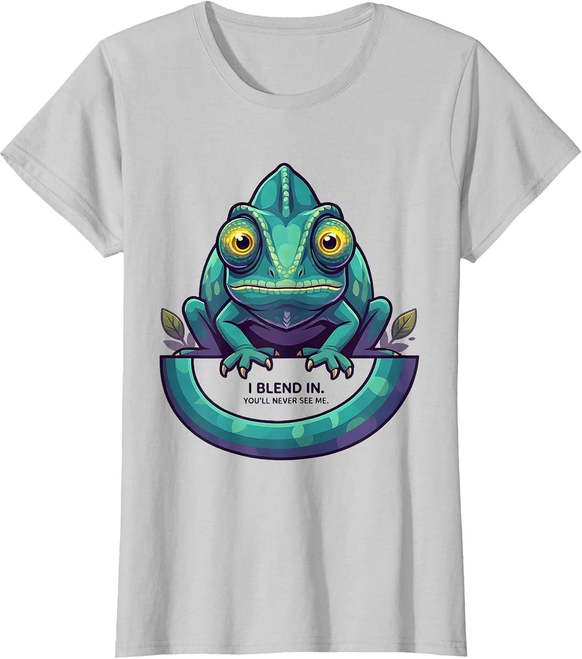 I Blend In. You'll Never See Me Funny Chameleon Halloween T-Shirt - Silver Grey